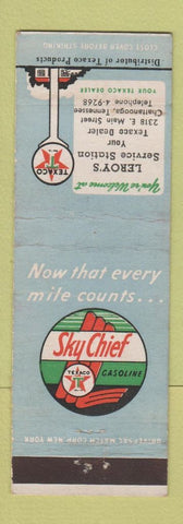 Matchbook Cover - Texaco oil gas Sky Chief Leroy's Chattanooga TN