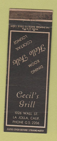 Matchbook Cover - Cecil's Grill LA Jolla CA WEAR