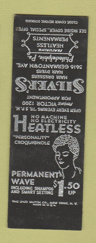 Matchbook Cover - Silver's Hair Salon Philadelphia PA girlie SAMPLE
