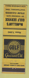 Matchbook Cover - Gulf oil gas McMillan's Chattanooga TN