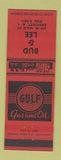 Matchbook Cover - Gulf oil gas Bud & Lee Endicott NY RED