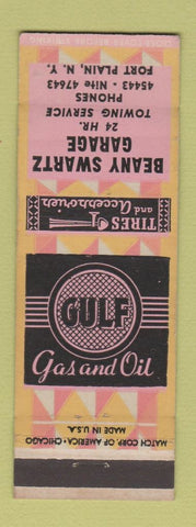Matchbook Cover - Gulf oil gas Beany Swartz Fort Plain NY