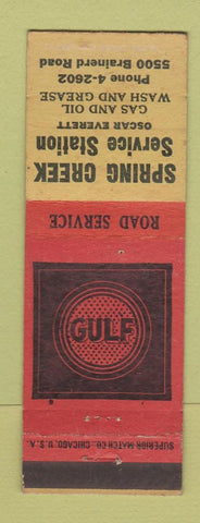 Matchbook Cover - Gulf oil gas Spring Creek Oscar Everett Chattanooga TN
