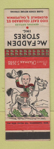 Matchbook Cover - McFadden Stores Glendale CA