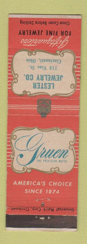 Matchbook Cover - Gruen Watches Lester Jewelry Cincinnati OH
