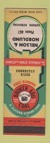 Matchbook Cover - Broken Aro Coal Nelson Nordlund Auburn NE