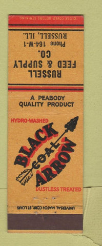 Matchbook Cover - Black Arrow Coal Russell Feed Russell IL