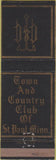 Matchbook Cover - Town and Country Club ST Paul MN