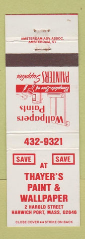 Matchbook Cover - Thayer's Paint Wallpaper Harwich Port MA