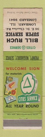 Matchbook Cover - Cities oil gas Bill Ruch Lombard IL