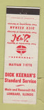 Matchbook Cover - Dick Keenan's Standard oil gas Lombard IL