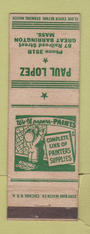 Matchbook Cover - Paul Lopez Paint Great Barrington MA