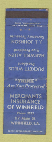 Matchbook Cover - Merchants Insurance Winnfield LA WEAR
