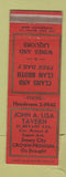 Matchbook Cover - John Lisa Tavern Crown Premium Beer Jersey City NJ WEAR