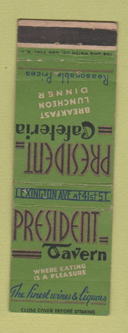 Matchbook Cover - President Tavern New York City