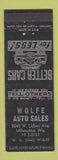 Matchbook Cover - Wolfe Auto Sales Milwaukee WI