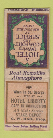 Matchbook Cover - Hotel Liberty St George UT? STAR BOBTAIL