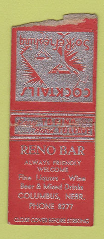 Matchbook Cover - Reno Bar Columbus NE WEAR BOBTAIL