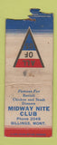 Matchbook Cover - Midway Nite Club Billings MT WWII WEAR BOBTAIL