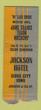 Matchbook Cover - Jackson Hotel Sioux City IA BOBTAIL