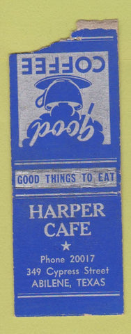 Matchbook Cover - Harper Cafe Abilene TX BOBTAIL