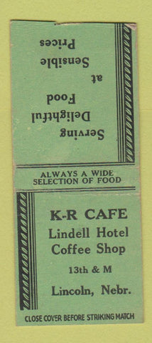 Matchbook Cover - KR Cafe Lincoln NE BOBTAIL