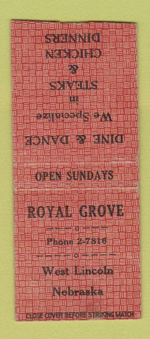 Matchbook Cover - Royal Grove West Lincoln NE BOBTAIL