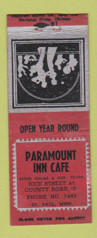 Matchbook Cover - Paramount Inn Cafe St Paul MN BOBTAIL