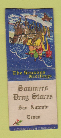 Matchbook Cover - Sommers Drug Stores San Antinio TX Christmas BOBTAIL
