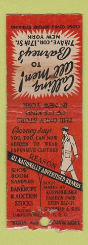 Matchbook Cover - Barney's Clothes New York City WEAR BOBTAIL