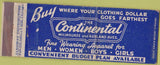 Matchbook Cover - The Continental Chicago IL Clothing