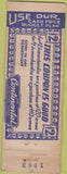 Matchbook Cover - The Continental Chicago IL Clothing