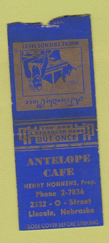 Matchbook Cover - Antelope Cafe Lincoln NE BOBTAIL