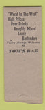 Matchbook Cover - Tom's Bar Rapid Cidy SD pinup BOBTAIL