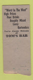 Matchbook Cover - Tom's Bar Rapid Cidy SD pinup BOBTAIL