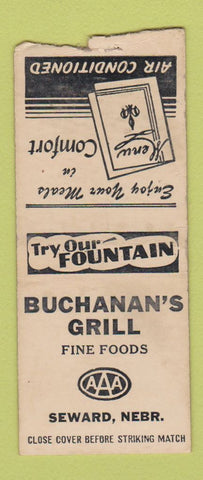 Matchbook Cover - Buchanan's Grill Seward NE BOBTAIL