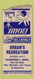 Matchbook Cover - Urban's Recreation Humphrey NE WEAR BOBTAIL