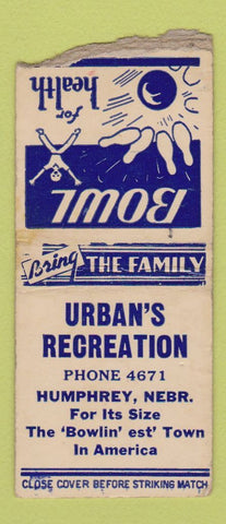 Matchbook Cover - Urban's Recreation Humphrey NE WEAR BOBTAIL