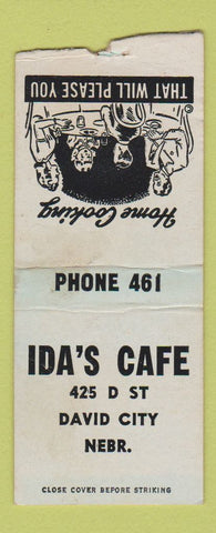 Matchbook Cover - Ida's Cafe David City NE BOBTAIL