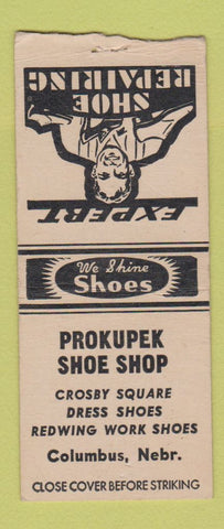 Matchbook Cover - Prokupek Shoe Shop Columbus NE Redwing  BOBTAIL