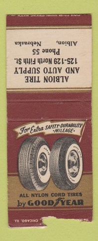 Matchbook Cover - Goodyear Tires Albion NE BOBTAIL