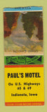 Matchbook Cover - Paul's Motel Indianola IA BOBTAIL