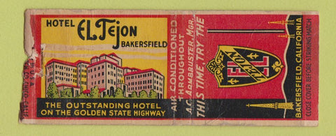 Matchbook Cover - Hote lEl Tejon Bakersfield CA WEAR BOBTAIL