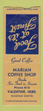 Matchbook Cover - Marian Coffee Shop Valentine NE BOBTAIL