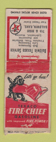 Matchbook Cover - Texaco oil gas Baldwin KS WORN BOBTAIL