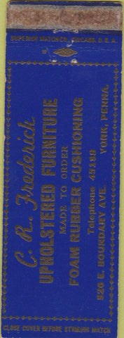 Matchbook Cover - CR Frederick Furniture York PA WORN