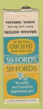 Matchbook Cover - 1959 Fords Graham Motors Albion NE WEAR BOBTAIL
