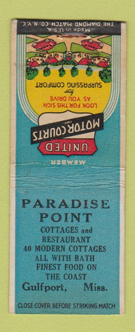 Matchbook Cover - Paradise Point Gulfport MS BOBTAIL