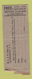 Matchbook Cover - Blue Coal Jos Bransfield  WEAR BOBTAIL