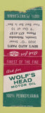 Matchbook Cover - Wolf's Head Motor Oil Ben's Lincoln NE BOBTAIL